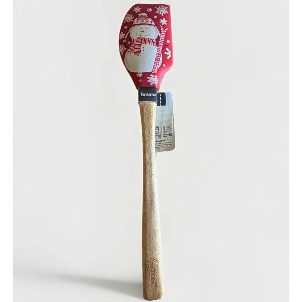 Sur la Table Tovolo Snowman Silicone Spatula Scraper Red Wood Handle‎ 13”